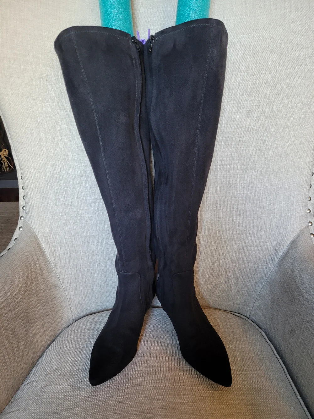 Michael Kors Black Suede Over-the-Knee Kitten Heel Boots Size 7.5M